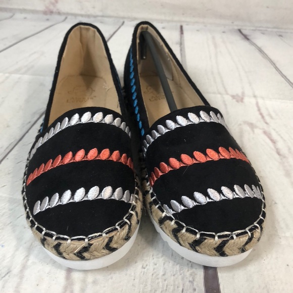 Black Embroidered Espadrille Flats Boho shoes 6 - Picture 3 of 6